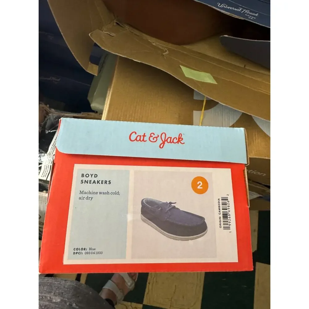 Cat & Jack Kids' Boyd Boat Sneakers Navy Blue Size 2